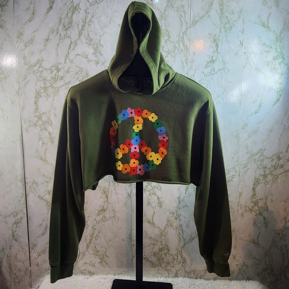 ph The Phluid Project Peace Sign Cropped Hoodie